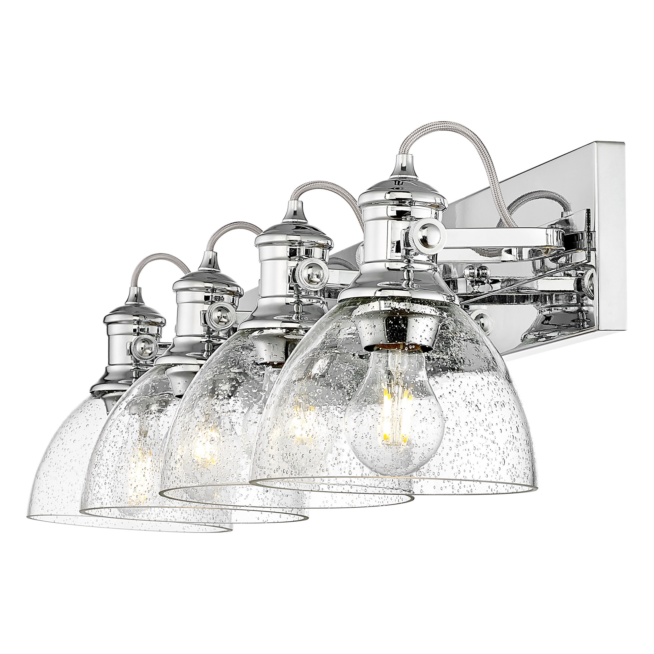 Yep by Golden Lighting Hines 4-light Vanity in Chrome and Seeded Glass