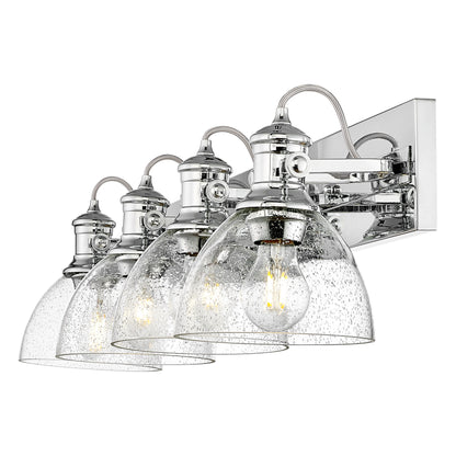 Yep by Golden Lighting Hines 4-light Vanity in Chrome and Seeded Glass