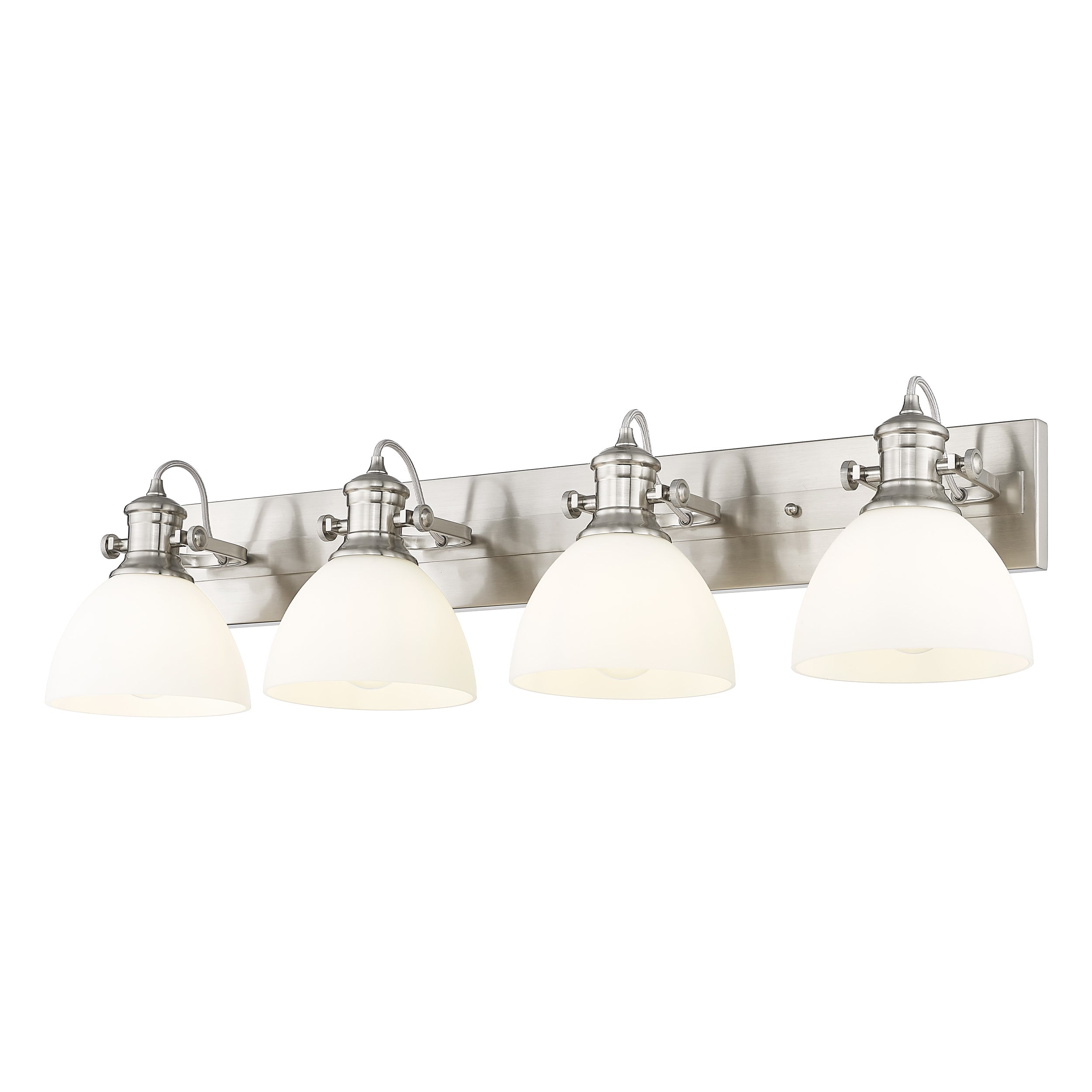 Yep by Golden Lighting Hines 4-light Vanity in Pewter and Opal Glass