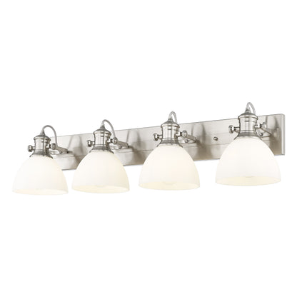 Yep by Golden Lighting Hines 4-light Vanity in Pewter and Opal Glass