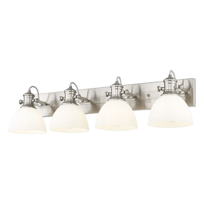Yep by Golden Lighting Hines 4-light Vanity in Pewter and Opal Glass - - Golden Lighting