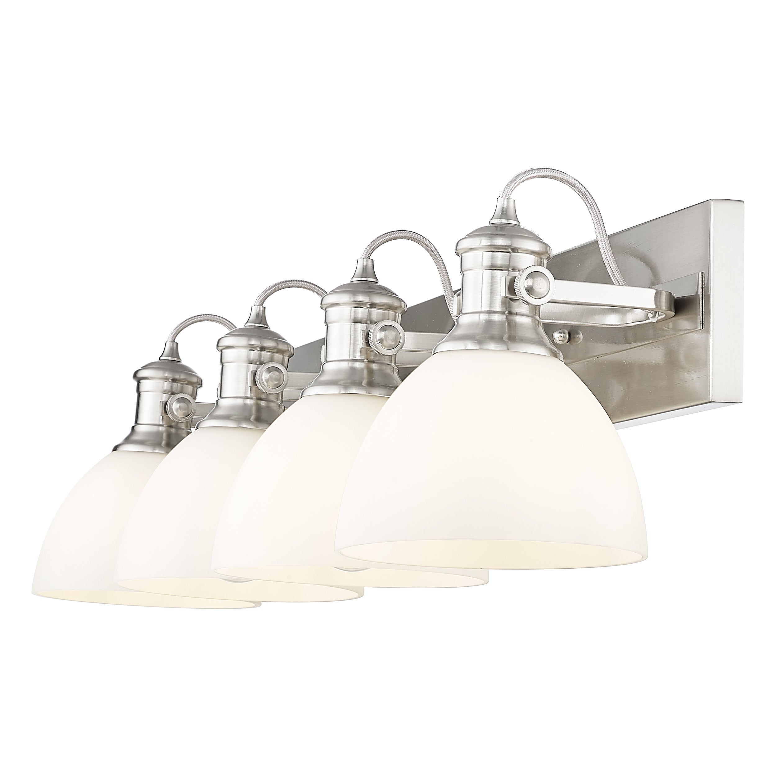 Yep by Golden Lighting Hines 4-light Vanity in Pewter and Opal Glass