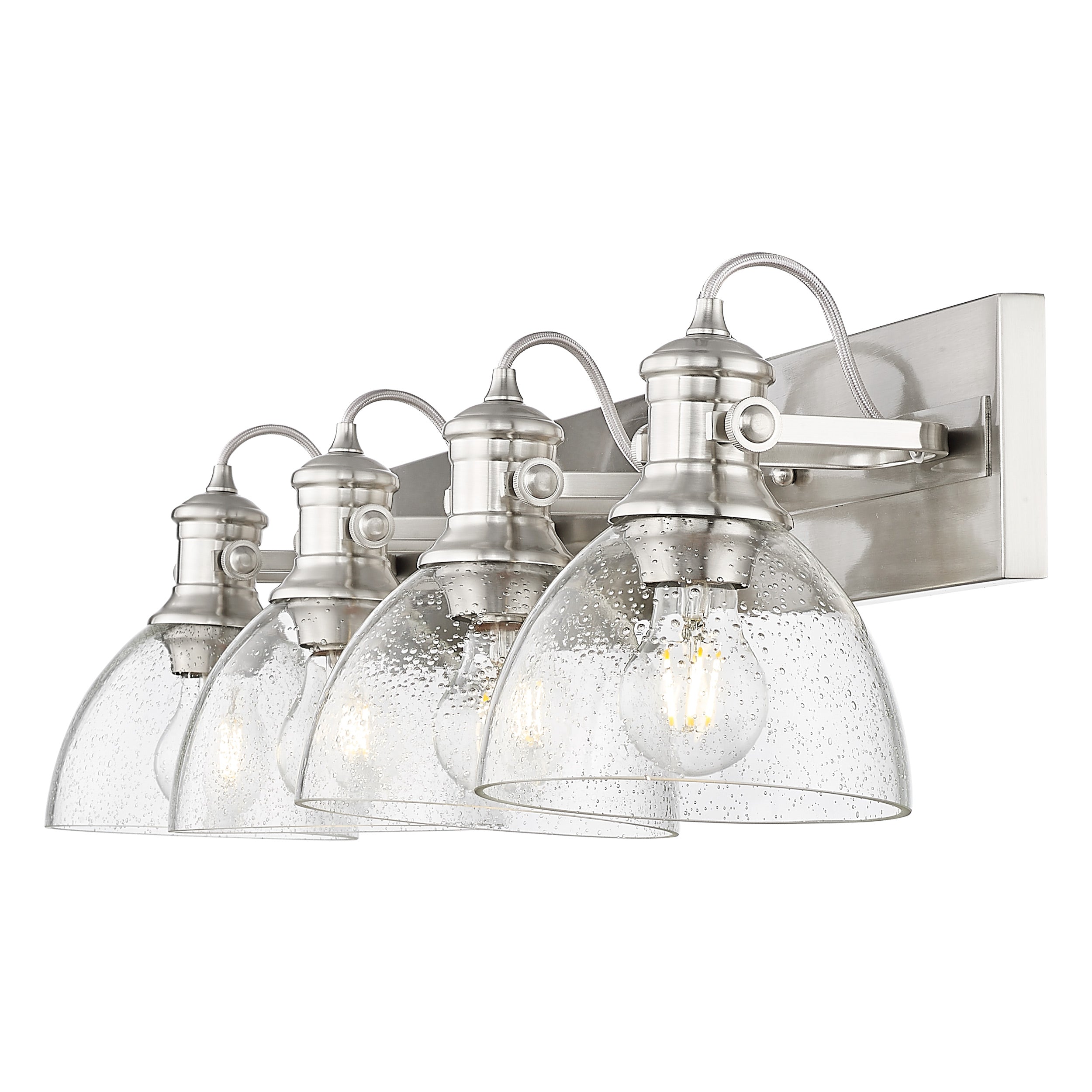 Yep by Golden Lighting Hines 4-light Vanity in Pewter and Seeded Glass
