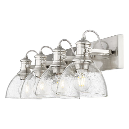 Yep by Golden Lighting Hines 4-light Vanity in Pewter and Seeded Glass