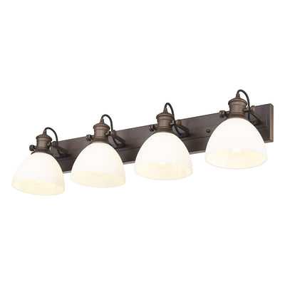 Yep by Golden Lighting Hines 4-light Vanity in Rubbed Bronze and Opal Glass - - Golden Lighting
