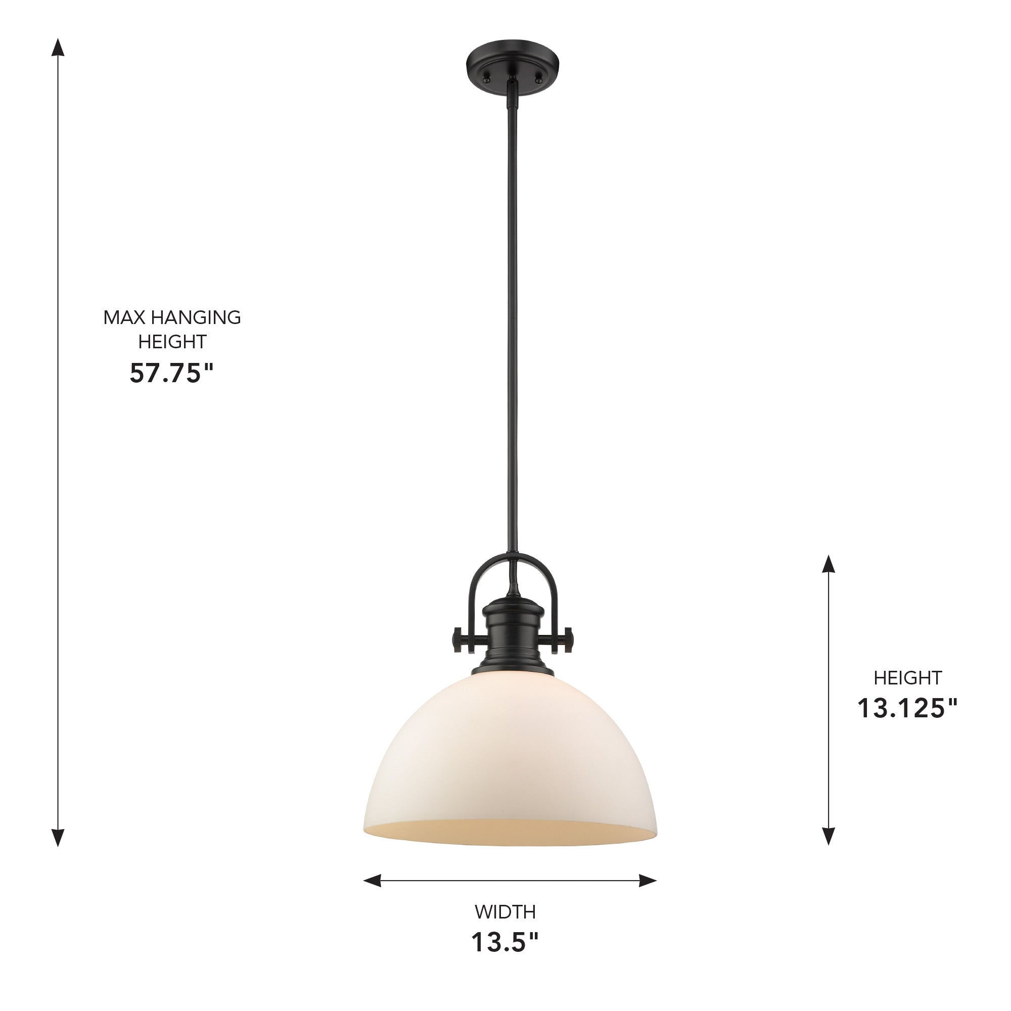 Yep by Golden Lighting Hines 1-light 14in Pendant in Matte Black and Opal Glass - - Golden Lighting