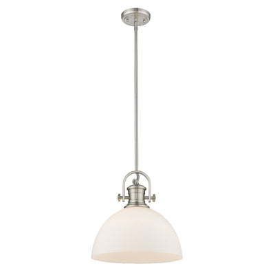 Yep by Golden Lighting Hines 1-light 14in Pendant in Pewter and Opal Glass - - Golden Lighting