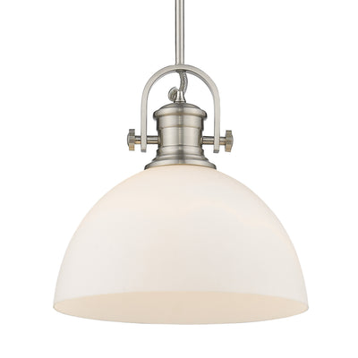 Yep by Golden Lighting Hines 1-light 14in Pendant in Pewter and Opal Glass - - Golden Lighting