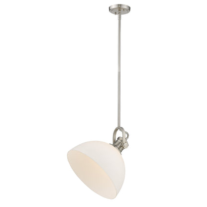 Yep by Golden Lighting Hines 1-light 14in Pendant in Pewter and Opal Glass - - Golden Lighting