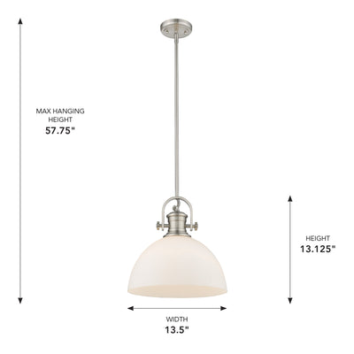 Yep by Golden Lighting Hines 1-light 14in Pendant in Pewter and Opal Glass - - Golden Lighting