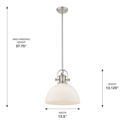 Yep by Golden Lighting Hines 1-light 14in Pendant in Pewter and Opal Glass - - Golden Lighting