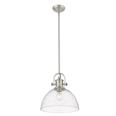 Yep by Golden Lighting Hines 1-light 14in Pendant in Pewter and Seeded Glass - - Golden Lighting