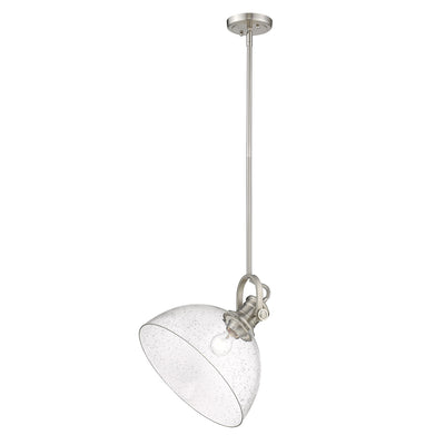 Yep by Golden Lighting Hines 1-light 14in Pendant in Pewter and Seeded Glass - - Golden Lighting