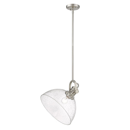 Yep by Golden Lighting Hines 1-light 14in Pendant in Pewter and Seeded Glass - - Golden Lighting