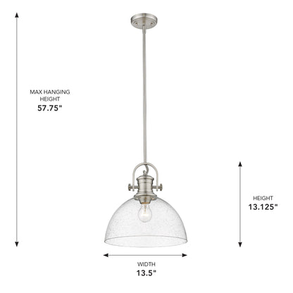 Yep by Golden Lighting Hines 1-light 14in Pendant in Pewter and Seeded Glass - - Golden Lighting