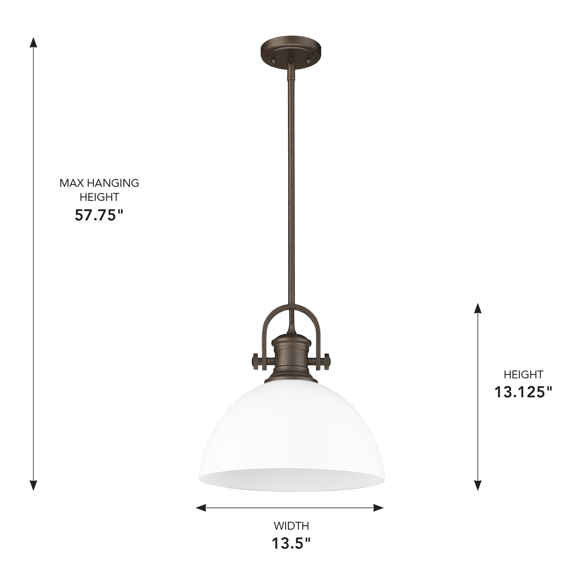 Yep by Golden Lighting Hines 1-light 14in Pendant in Rubbed Bronze and Opal Glass - - Golden Lighting