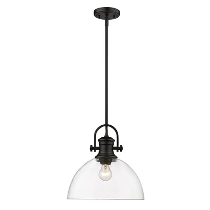 Yep by Golden Lighting Hines 1-light 14in Pendant in Matte Black and Clear Glass - - Golden Lighting