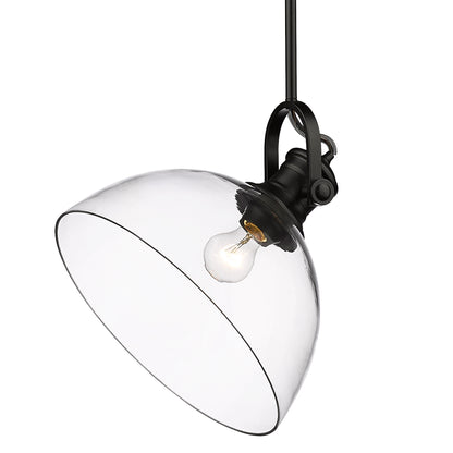 Yep by Golden Lighting Hines 1-light 14in Pendant in Matte Black and Clear Glass - - Golden Lighting