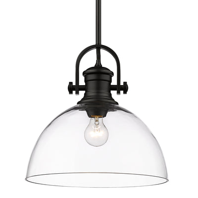 Yep by Golden Lighting Hines 1-light 14in Pendant in Matte Black and Clear Glass - Default Title - Golden Lighting