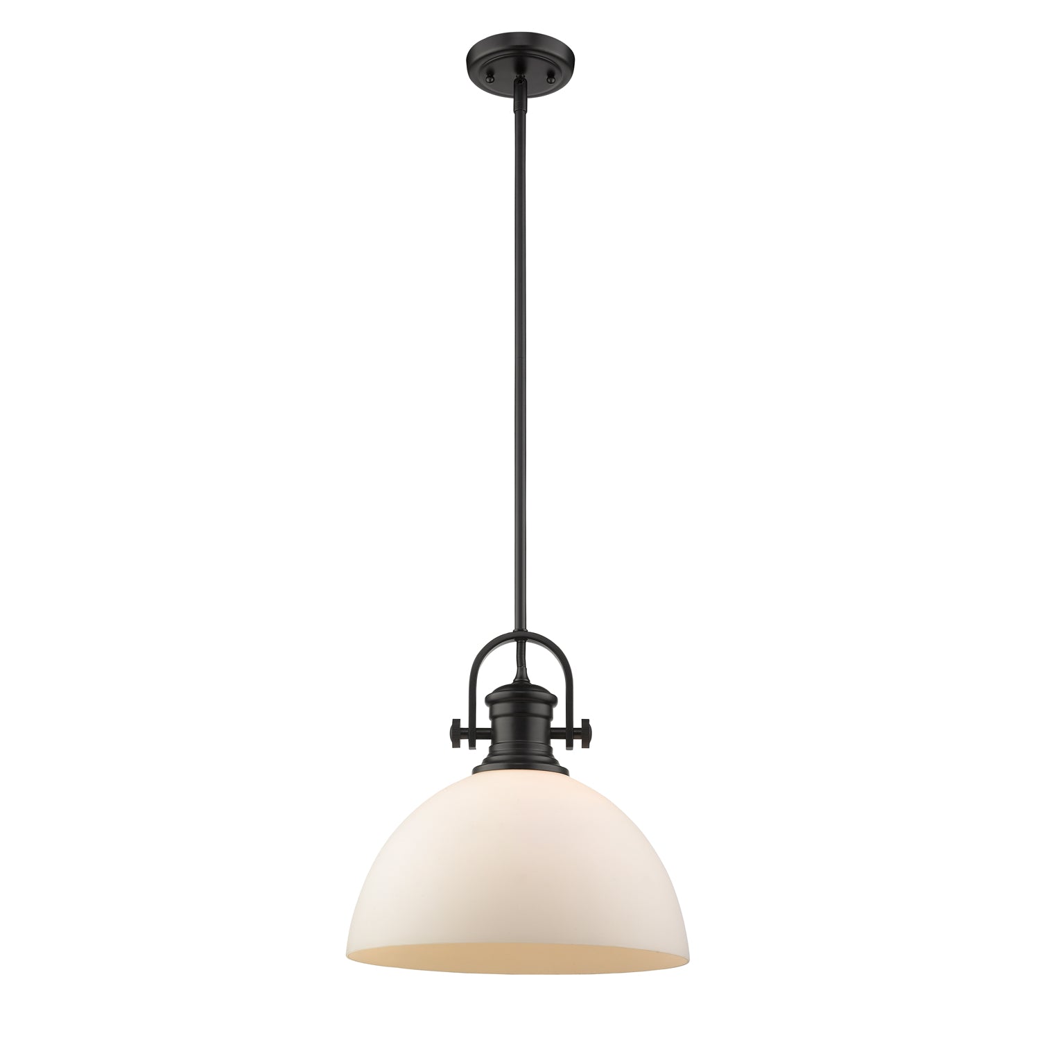 Hines 1-Light Pendant in Matte Black with Opal Glass - Default Title - Golden Lighting