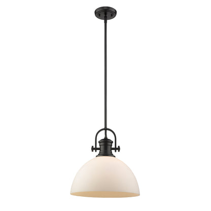 Hines 1-Light Pendant in Matte Black with Opal Glass - Default Title - Golden Lighting
