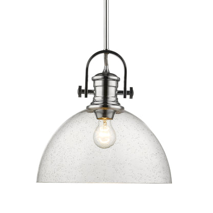 Yep by Golden Lighting Hines 1-light 14in Pendant in Chrome and Seeded Glass - - Golden Lighting