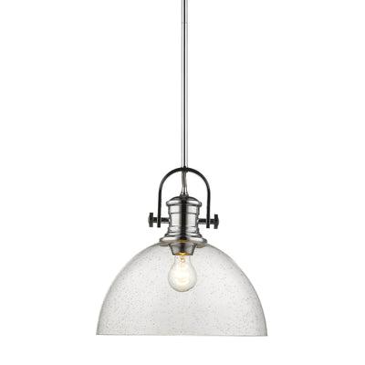 Yep by Golden Lighting Hines 1-light 14in Pendant in Chrome and Seeded Glass - - Golden Lighting