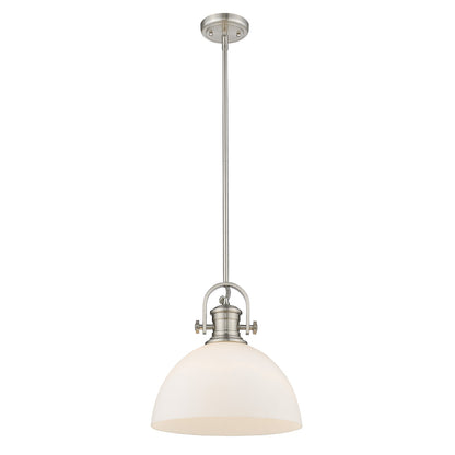 Hines 1-Light Pendant in Pewter with Opal Glass - Pewter / Opal / White - Golden Lighting