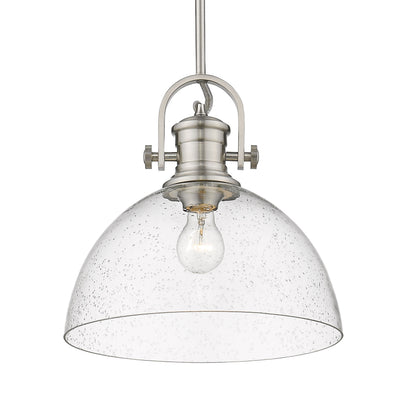 Yep by Golden Lighting Hines 1-light 14in Pendant in Pewter and Seeded Glass - Default Title - Golden Lighting