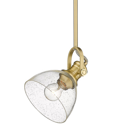 Yep by Golden Lighting Hines 1-light 7in Pendant in Brushed Champagne Brass and Seeded Glass - - Golden Lighting
