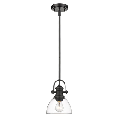 Yep by Golden Lighting Hines 1-light 7in Pendant in Matte Black and Clear Glass - - Golden Lighting