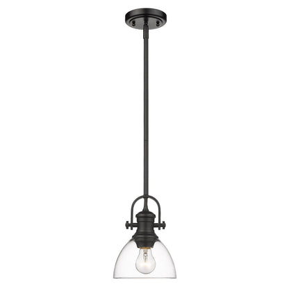 Yep by Golden Lighting Hines 1-light 7in Pendant in Matte Black and Clear Glass - - Golden Lighting