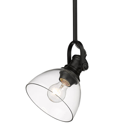 Yep by Golden Lighting Hines 1-light 7in Pendant in Matte Black and Clear Glass - - Golden Lighting