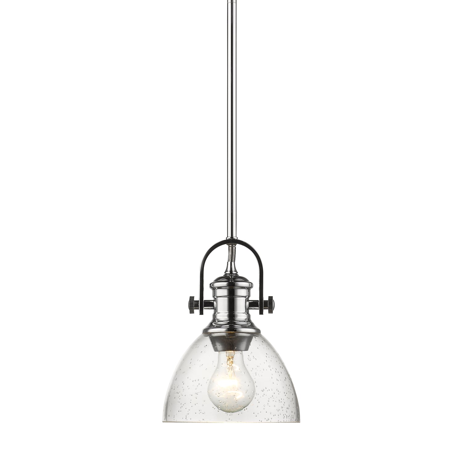Yep by Golden Lighting Hines 1-light 7in Pendant in Chrome and Seeded Glass - - Golden Lighting