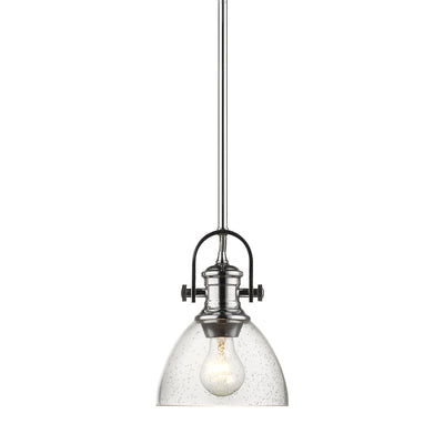 Yep by Golden Lighting Hines 1-light 7in Pendant in Chrome and Seeded Glass - - Golden Lighting