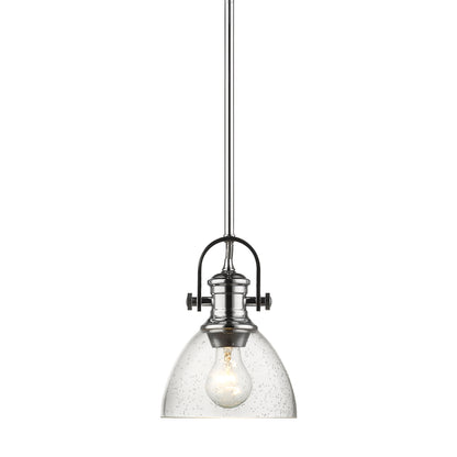 Yep by Golden Lighting Hines 1-light 7in Pendant in Chrome and Seeded Glass - - Golden Lighting