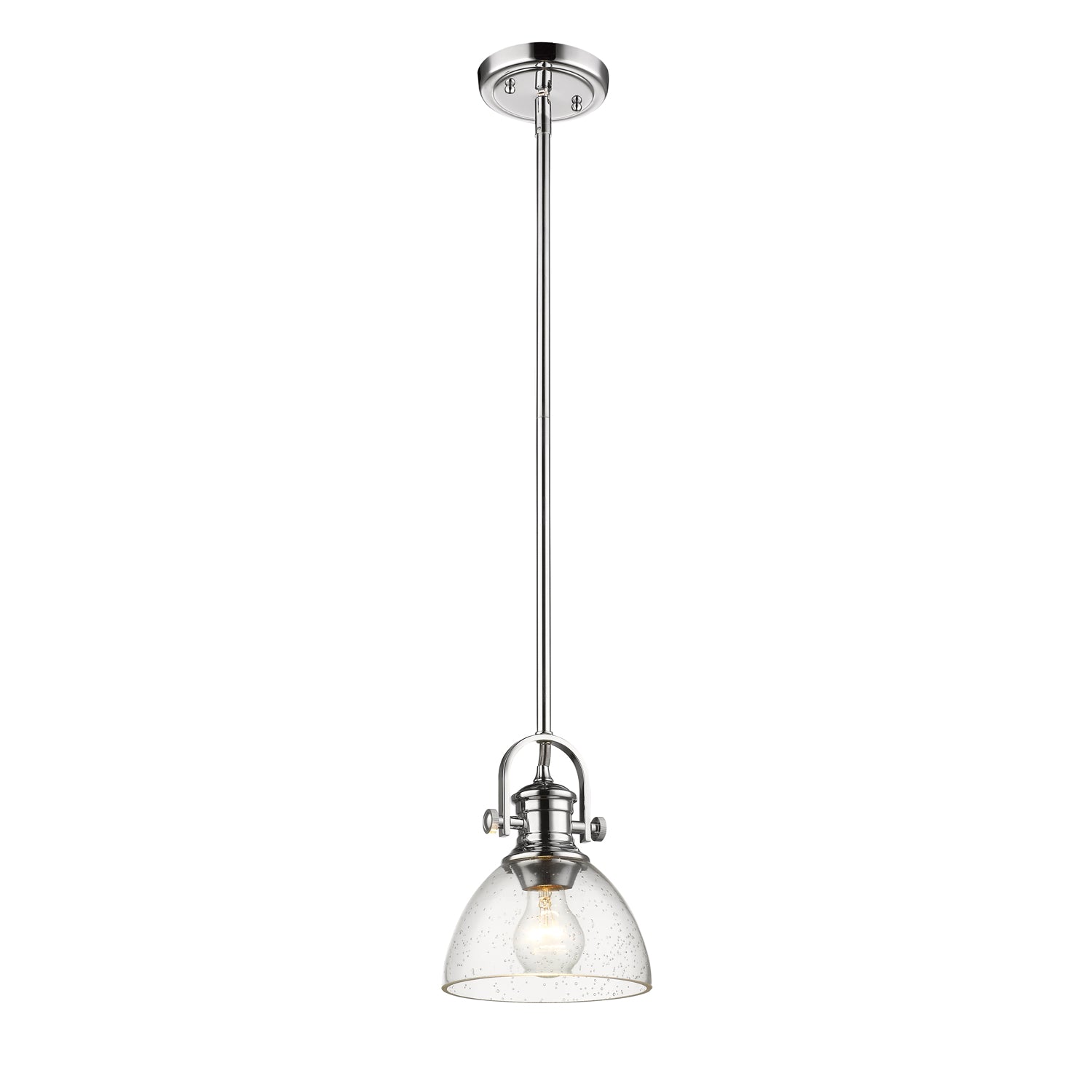 Yep by Golden Lighting Hines 1-light 7in Pendant in Chrome and Seeded Glass - - Golden Lighting