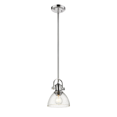 Yep by Golden Lighting Hines 1-light 7in Pendant in Chrome and Seeded Glass - - Golden Lighting