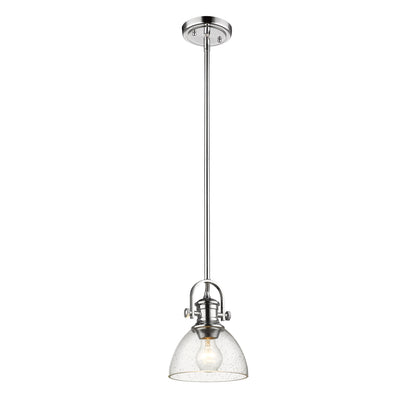 Yep by Golden Lighting Hines 1-light 7in Pendant in Chrome and Seeded Glass - - Golden Lighting