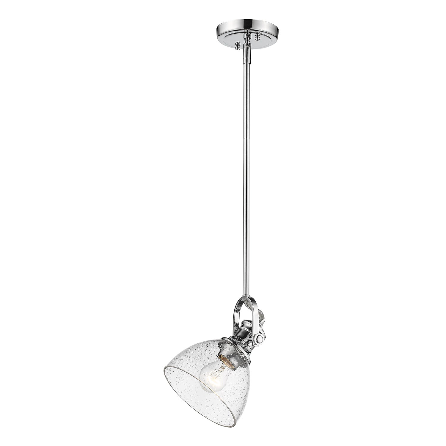 Yep by Golden Lighting Hines 1-light 7in Pendant in Chrome and Seeded Glass - - Golden Lighting