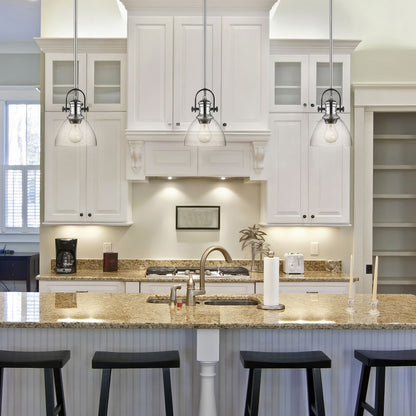 Yep by Golden Lighting Hines 1-light 7in Pendant in Chrome and Seeded Glass - - Golden Lighting