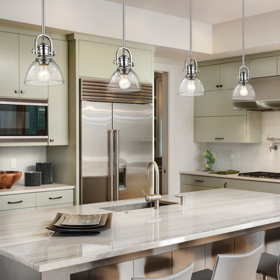 Yep by Golden Lighting Hines 1-light 7in Pendant in Chrome and Seeded Glass - - Golden Lighting