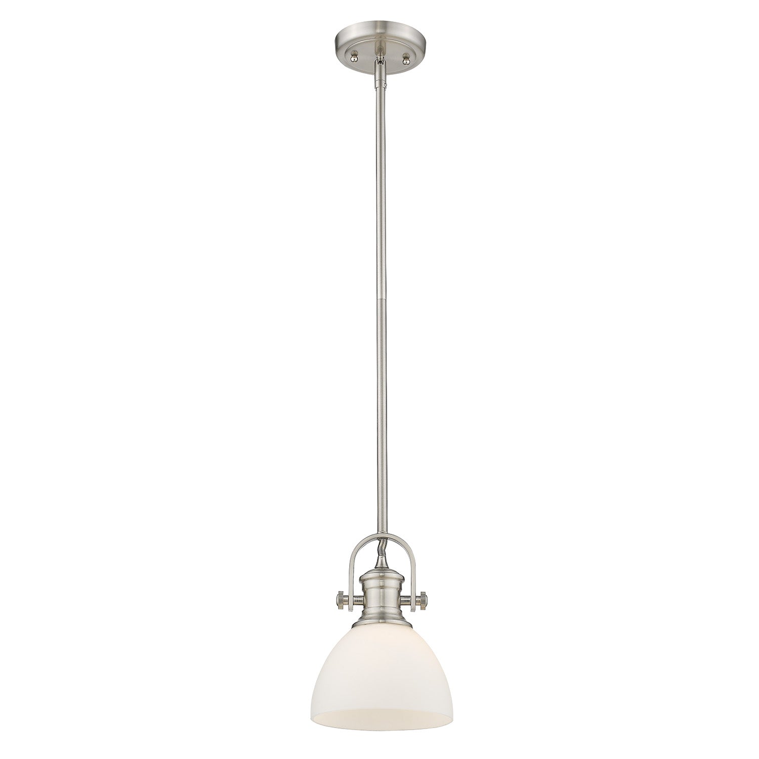 Yep by Golden Lighting Hines 1-light 7in Pendant in Pewter and Opal Glass - - Golden Lighting