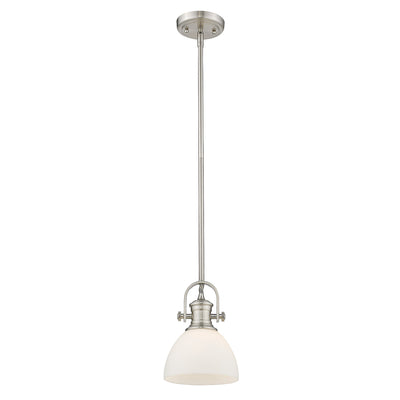 Yep by Golden Lighting Hines 1-light 7in Pendant in Pewter and Opal Glass - - Golden Lighting