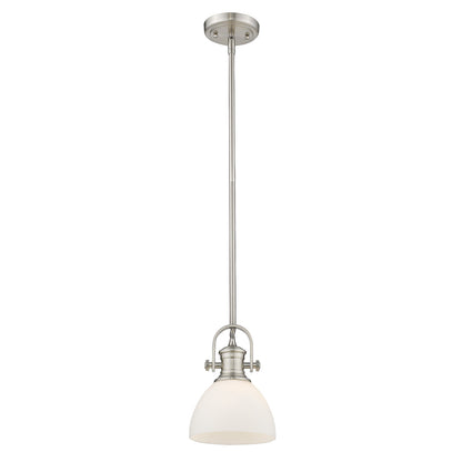 Yep by Golden Lighting Hines 1-light 7in Pendant in Pewter and Opal Glass - - Golden Lighting