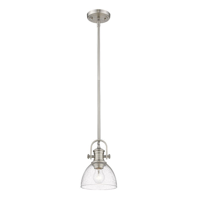 Yep by Golden Lighting Hines 1-light 7in Pendant in Pewter and Seeded Glass - - Golden Lighting