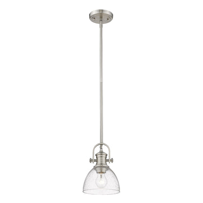 Yep by Golden Lighting Hines 1-light 7in Pendant in Pewter and Seeded Glass - - Golden Lighting