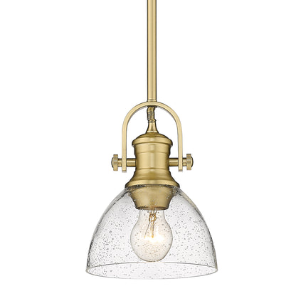 Hines Mini Pendant in Brushed Champagne Bronze with Seeded Glass Shades - - Golden Lighting