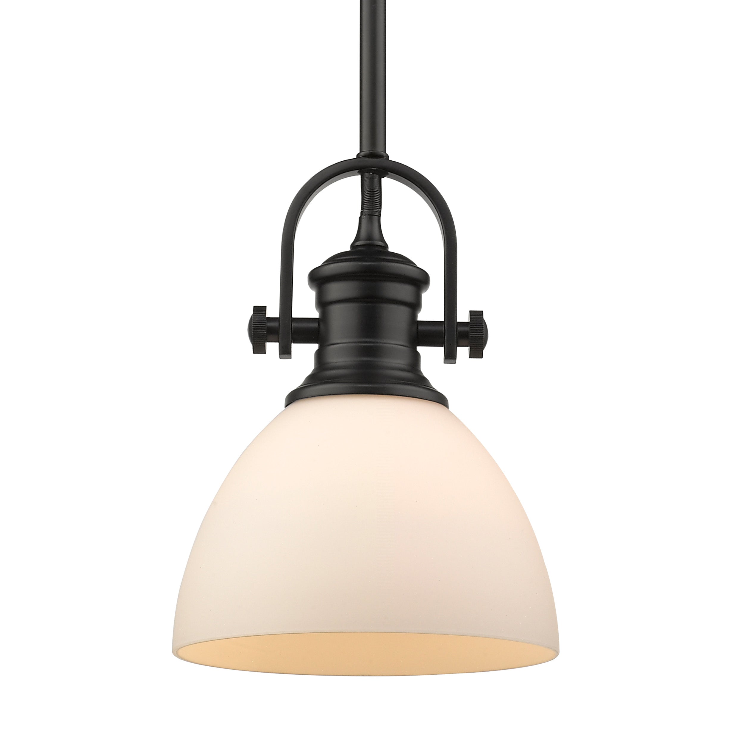 Yep by Golden Lighting Hines 1-light 7in Pendant in Matte Black and Opal Glass