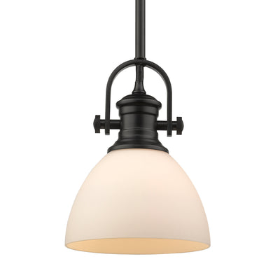 Yep by Golden Lighting Hines 1-light 7in Pendant in Matte Black and Opal Glass - Default Title - Golden Lighting